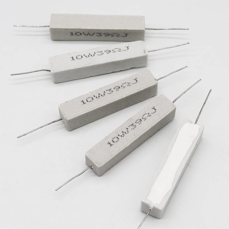 Dimlove Cement Resistor,10 PCS 10w 39 Ohm 5% Axial Lead Wire Resistor White Wound Fixed Ceramic Cement Resistors Wirewound Cement Power Resistors Flame Heat Moisture Resistance Precharge Horizontal Resistors - Image 4